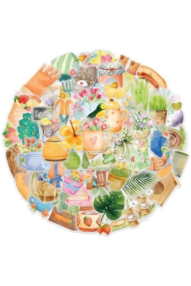 50 Pcs Watercolor Spring Stickers,Waterproof Vinyl Decals for Water Bottles,Laptops,and Skateboards