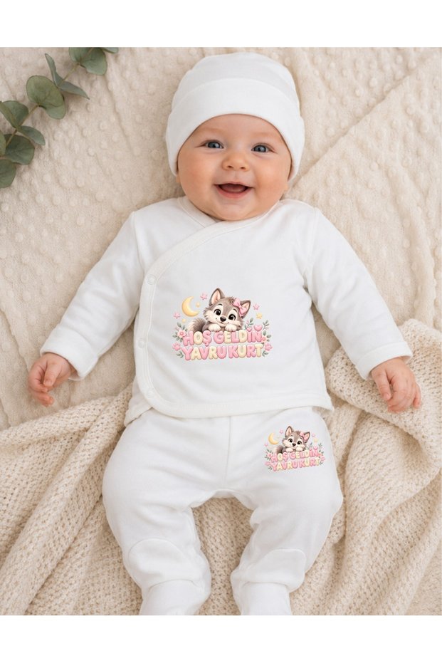 Pink Baby Wolf Top and Bottom Baby Set