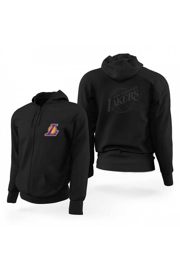 Los Angeles Lakers Gray Silhouette Black Zippered Limited Edition Hooded Sweatshirt