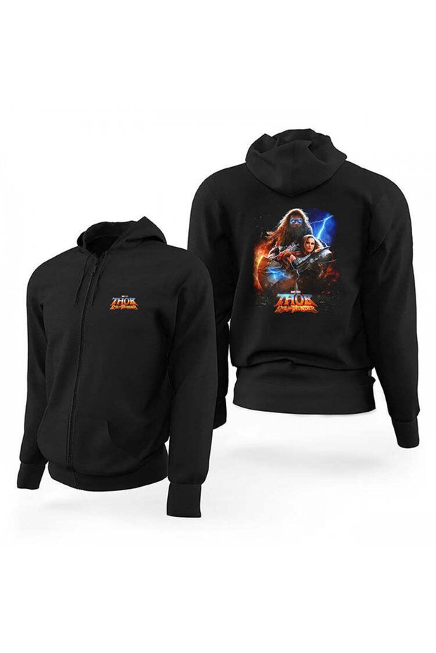 Thor Love and Thunder Love Black Zipper Limited Edition Hooded Sweatshirt