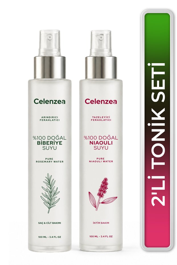 2-Pack Tonic Set, 100% Natural Niaouli Water and Rosemary Water, Refreshing and Revitalizing Tonic, Pore Tightening, Purifying and Anti-Aging, Niaouli Water & Rosemary Water