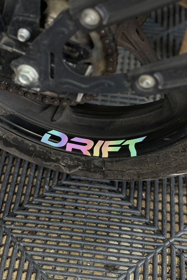 In-Wheel Drift Lettering Sticker for Mondial Drift-L (4 Pieces)