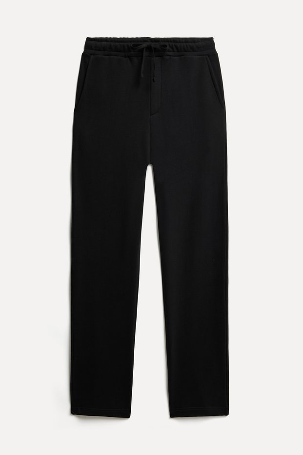 Men's Black Regular Fit Tie-Waist Trousers