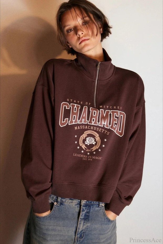 Charmed Half-Zip Oversize 3-Ply Sweatshirt