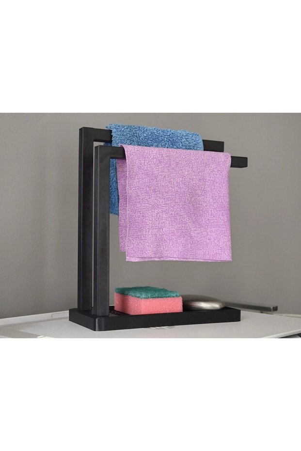 3D Printing Towel Holder and Soap Dish Organizer - Multi-Purpose Organizer for Above the Sink - Black