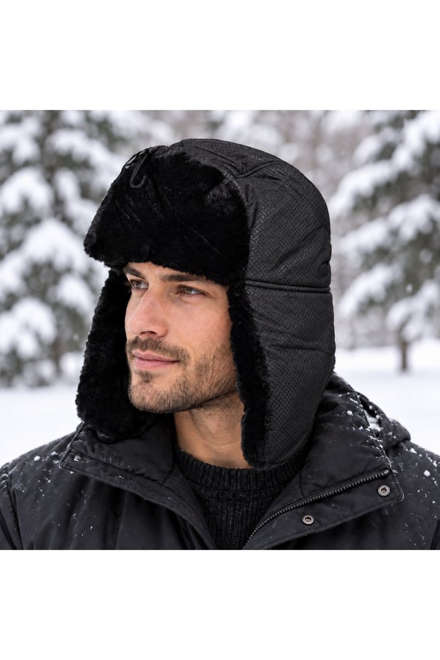 70% Cotton 30% Acrylic, Furry Russian Pilot Hat (for Women and Men)