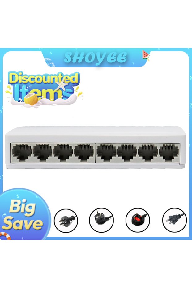 1000Mbps-EU Plug 8 Port Gigabit Ethernet Switch10/100/1000Mbps Desktop Network Switch, Plug & Play,