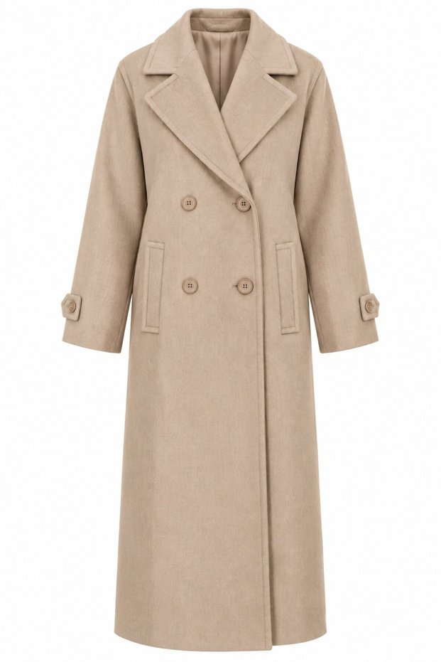 Mink Double-Breasted Collared Cashmere Coat - 9678