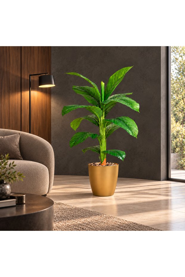 Artificial Banana Tree Single Branch 120cm Plastic Pot