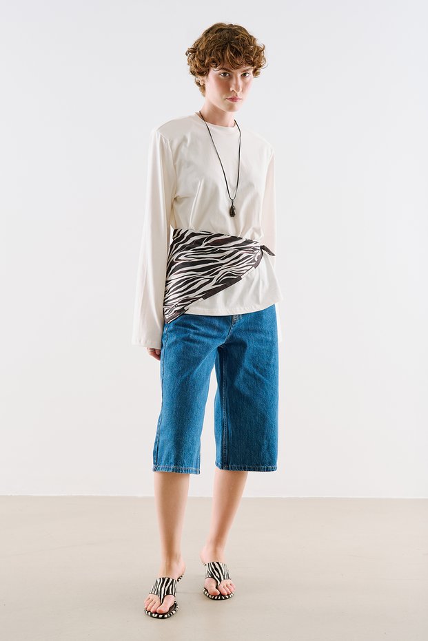 Patterned Medium Size Satin Scarf Zebra