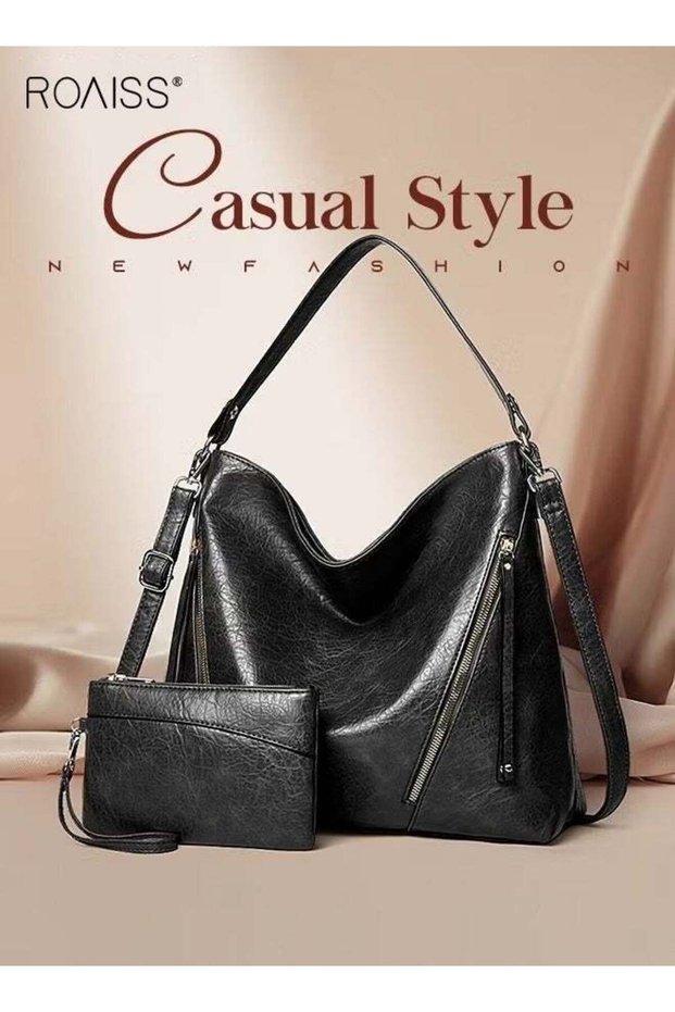 Women 2pcs Stylish Tote Bag Set, Large Capacity Shoulder Bag and Purse Set, Elegant Chic Crossbody B