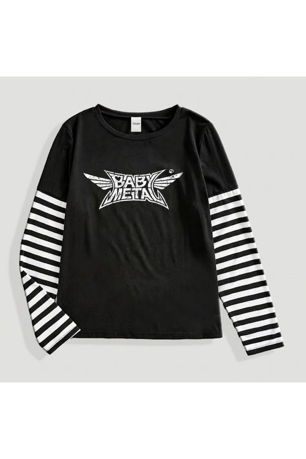 Metal Music Printed Sleeve Te Unisex Oversize T-Shirt