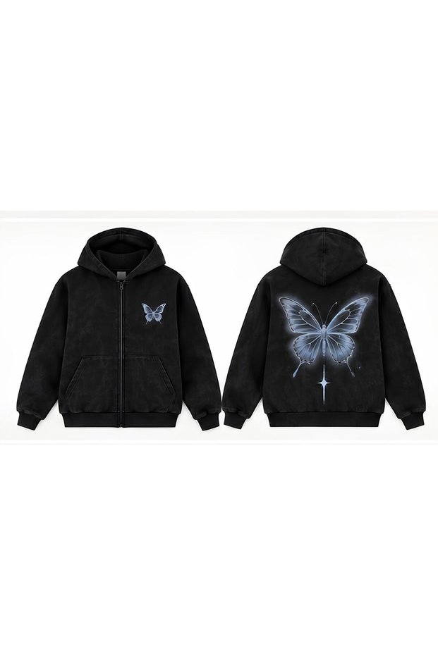 Butterfly Printed Hoodie Washable Ninja Sweatshirt