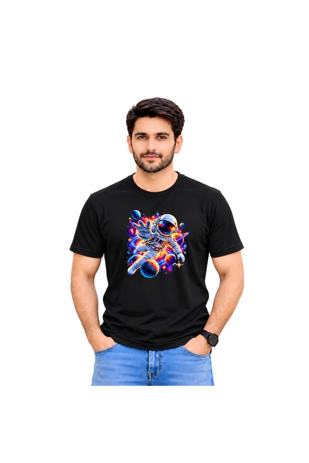 Men's Astronaut Space Cotton T-Shirt – Short Sleeve Casual Tee