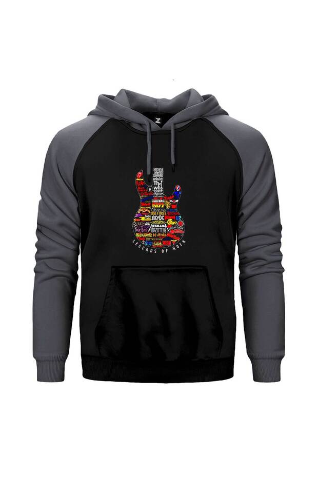 Legends Rock Gray Double Color Raglan Sleeve Hooded Sweatshirt
