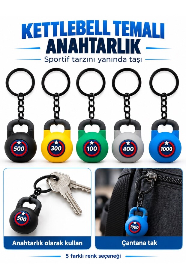 Kettlebell Themed Sports Keychain Fitness Design Bag Accessory A38