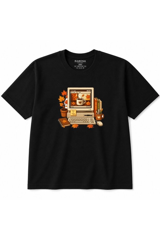 Cozy.Exe Retro Computer Autumn Coffee Pixel Art Vintage Graphic T-Shirt