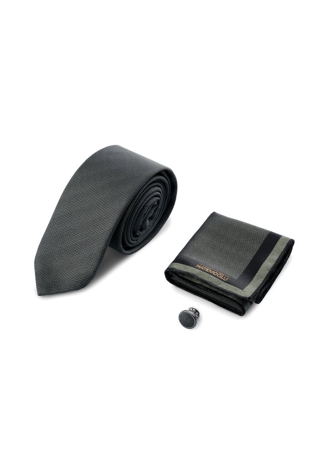 Green Tie Handkerchief and Lapel Pin Set of 3