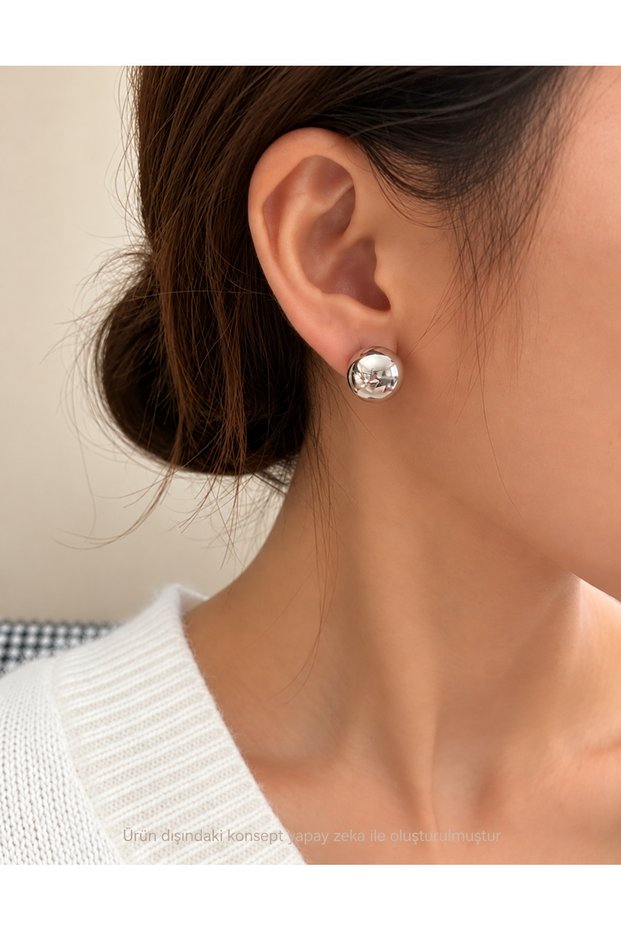 Silver Color Design Earrings Model 2 cm