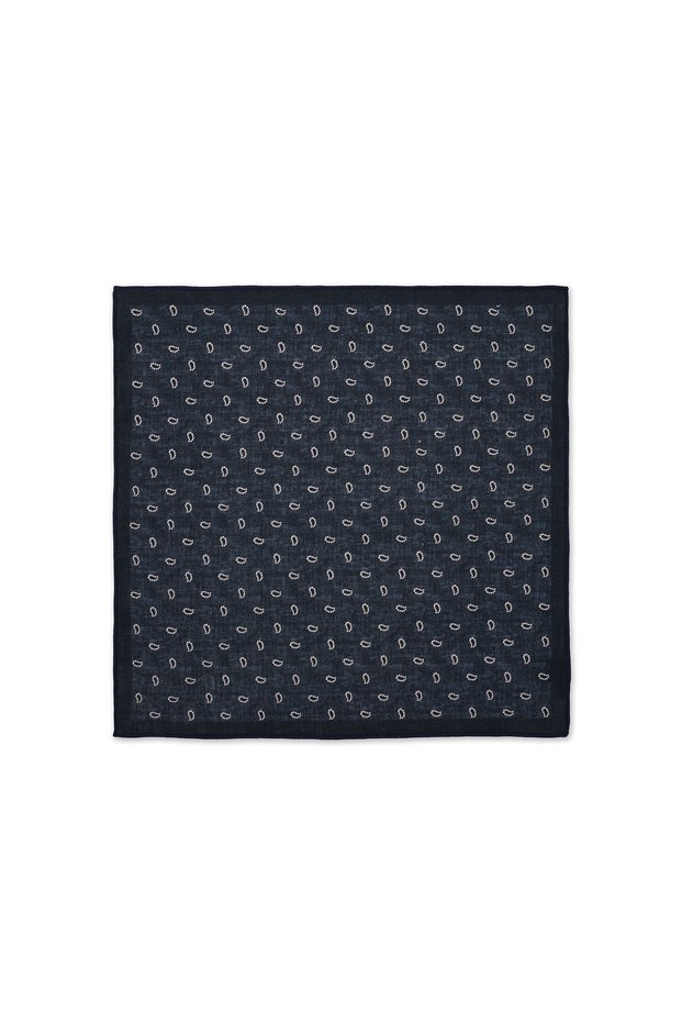 Navy Blue Patterned Classic Satin Pocket Handkerchief