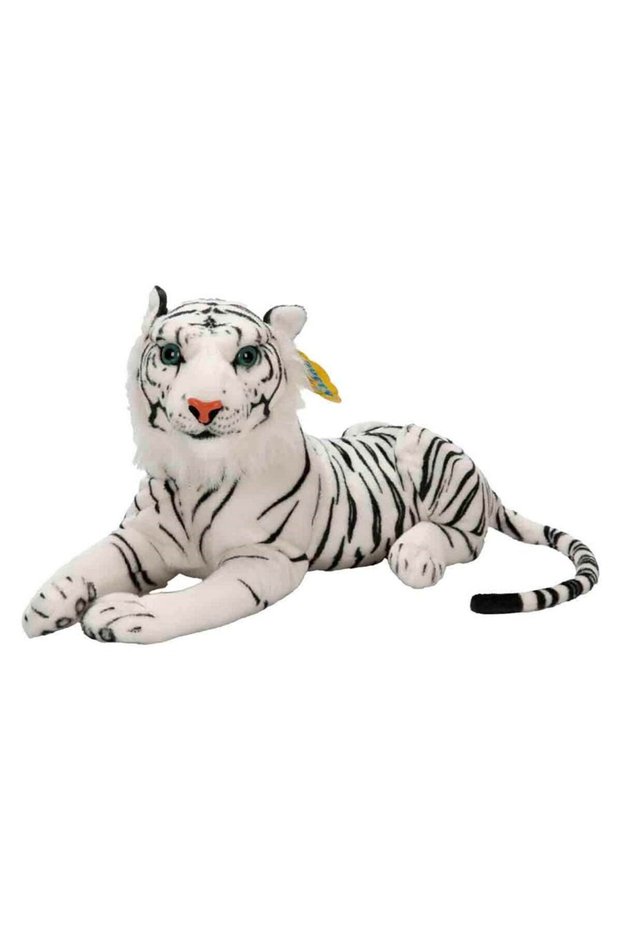 Peluş Beyaz Kaplan Yatan 60 Cm