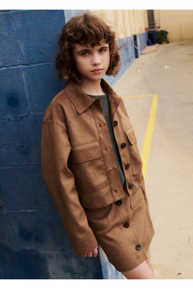 Brown Girls' Buttoned Skirt 7932