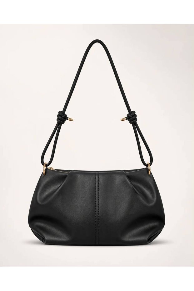 Renewed Strap Knot Detailed Medium Size Women's Faux Leather Zippered Shoulder Bag