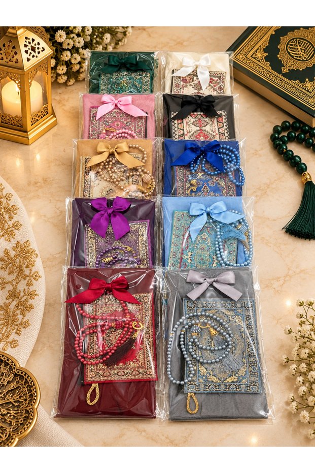10 Pieces Mixed Bowknot Gelatin Flared Cover Wallet and Prayer Beads Set