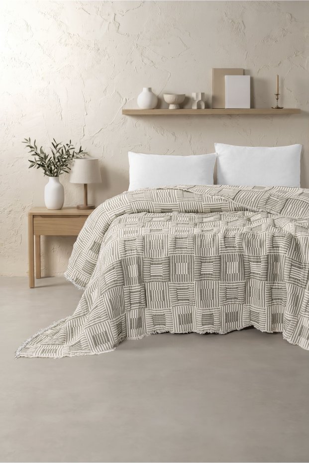 Lunera Double 100% Cotton Jacquard Pique Bedspread