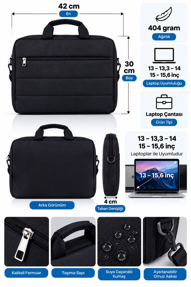 Ey-176 Prime Laptop Tablet Bag Compatible with Macbook, Mac Air 15.6, 15, 14, 13.3, 13 Inch "Notebook, Laptop, Bag Black