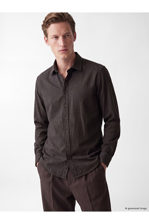 Rmz Gi̇yi̇m Farkiyla Standard Fit Gabardine Men's Shirt