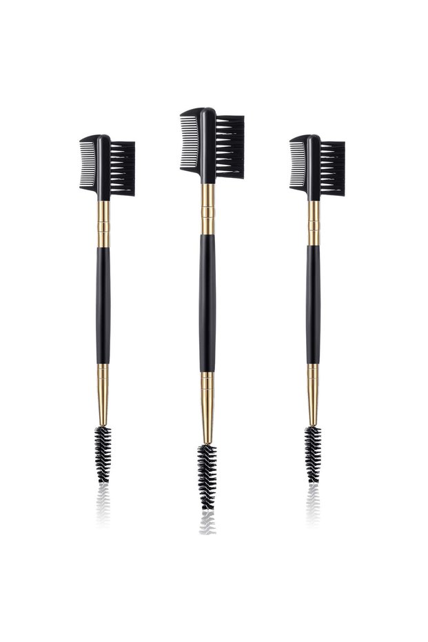 Black gold 3 Pcs Eyelash Comb Eyelash Shaper and Eyebrow Brush Dual Comb Double Head Eyebrow Eyelash