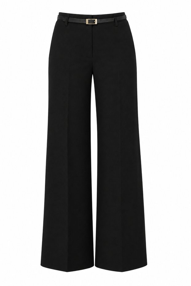 Belted Crepe Palazzo Pants