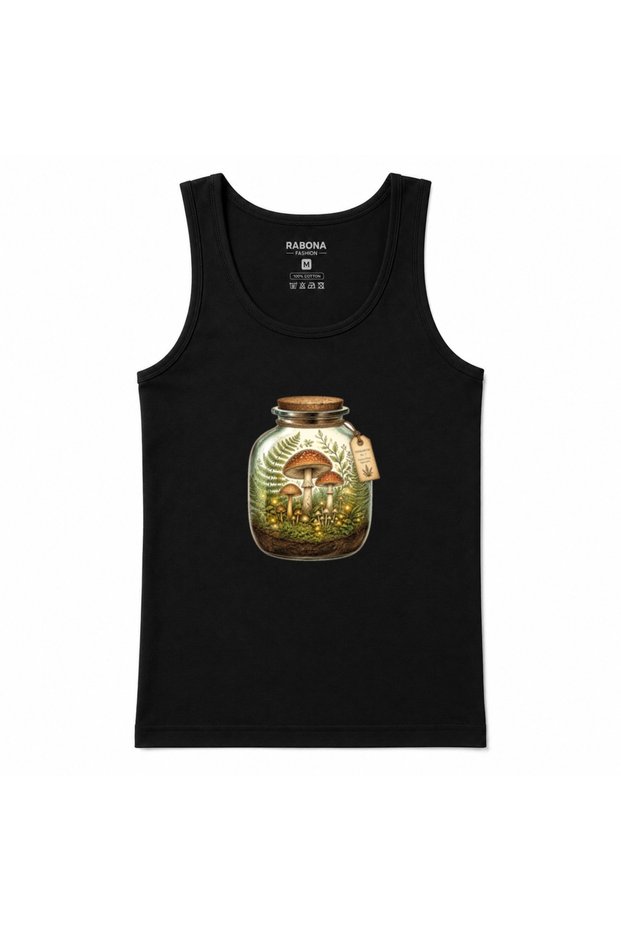Enchanted Forest in a Jar – Vintage Mushroom Terrarium Botanical Graphic Tank Top