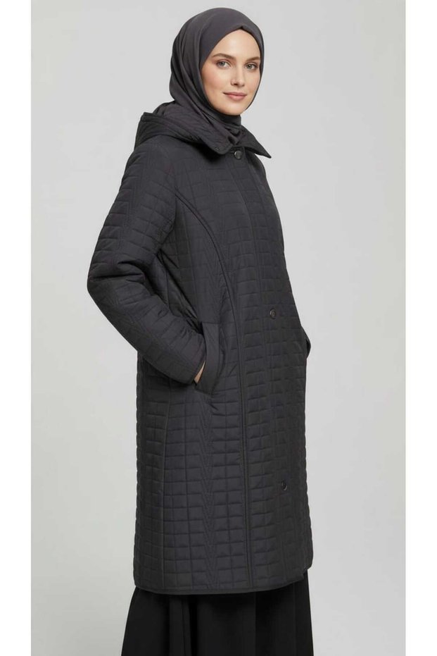 Women's Middle-Aged and Older Women's Fleece-Lined, Zippered, Pocketed on the Sides, Hooded, Fleece-Inside, Quilted Jacket