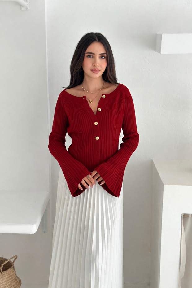 Spanish Sleeve Boat Neck Knitwear Cardigan Aw25Hi0003