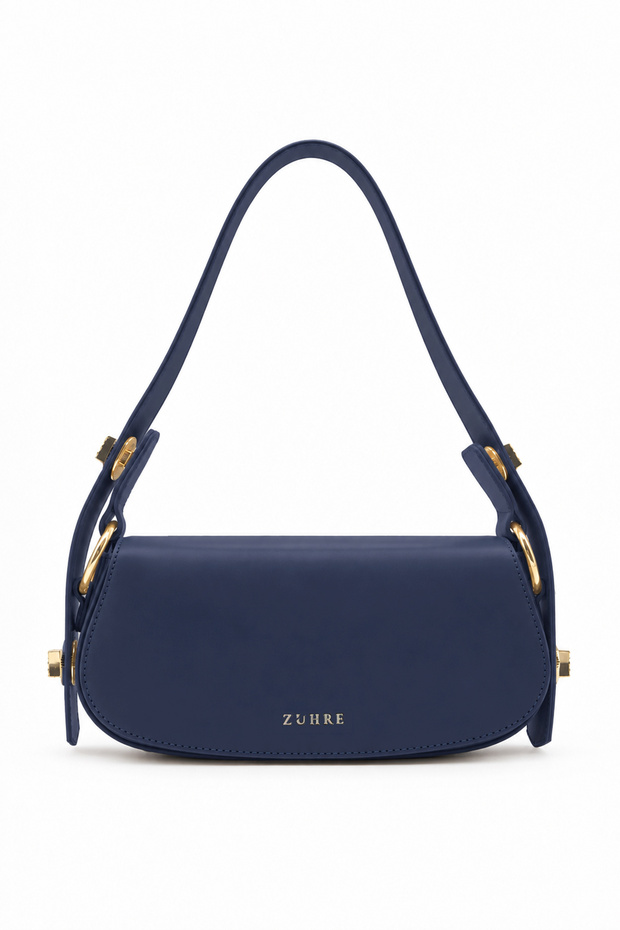Baguette Navy Blue Bag with Buckle Closure 0068