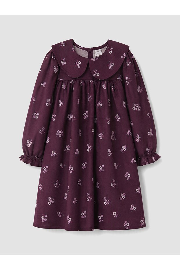 Peak New Season Purple Baby Collar Floral Girl's Dress