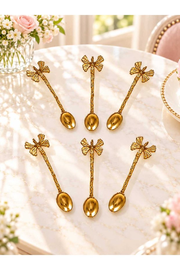6 Butterfly Metal-Plated Teaspoons