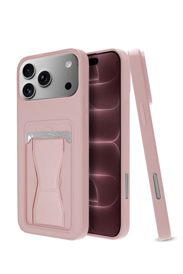 Apple iPhone 18 Pro Max 5G 2026 Silicone TPU Case with Card Holder and Kickstand Hand Grip Slim Shockproof Wallet Case Cover