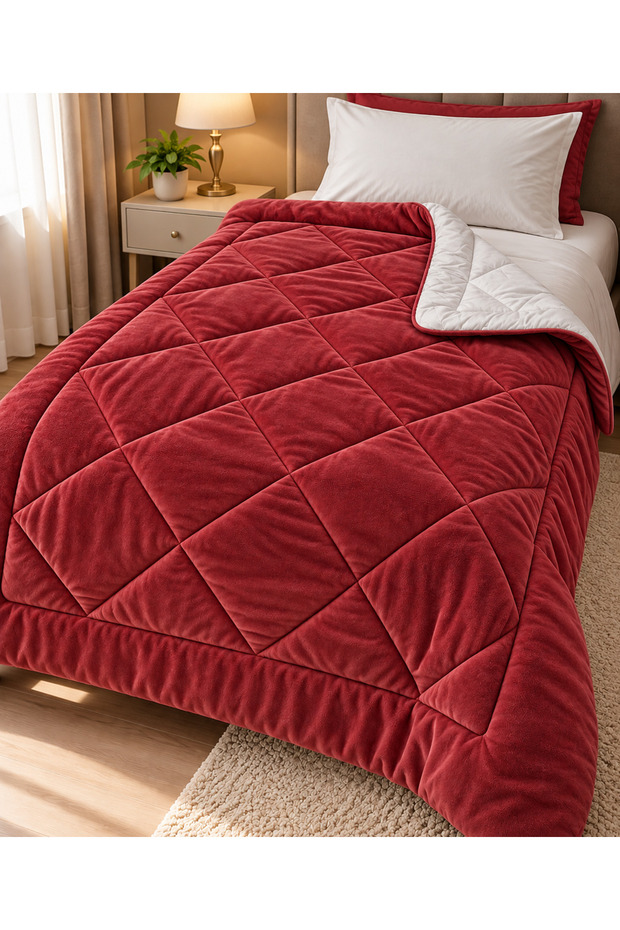 Single Welsoft Quilt 155X215 cm 2070 Gr Silicone Fiber Filled Double-Sided Soft Warm Quilt