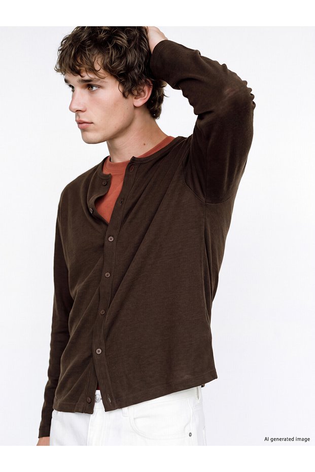Peak New Season Brown Crew Neck Men's T-Shirt