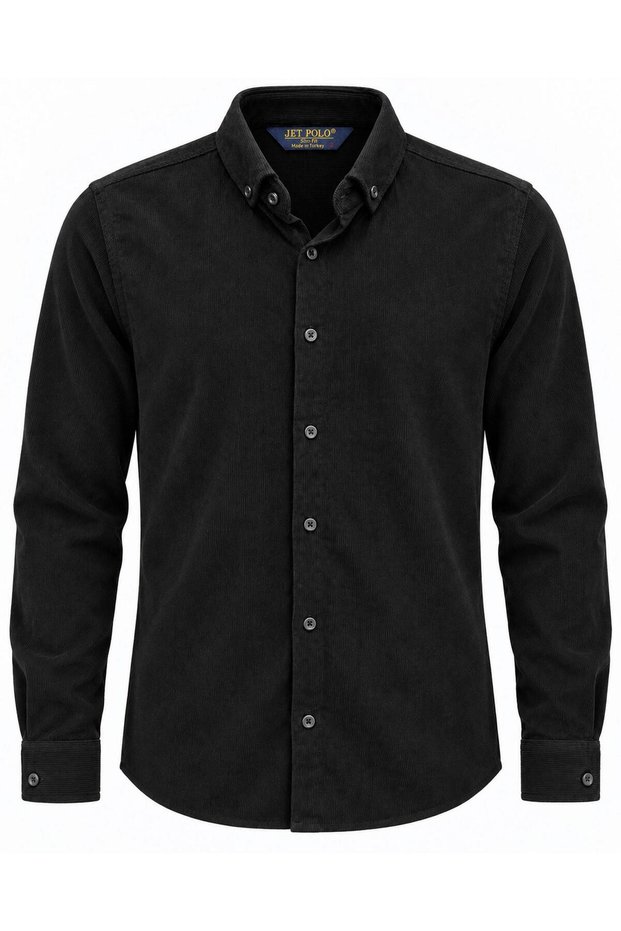 Jet Polo Long Sleeve Slim Fit Men's Velvet Shirt - 7779