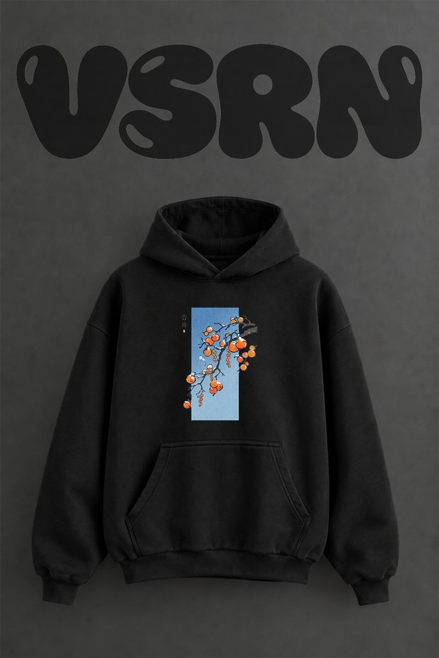 Shuangjiang Hurma Kar Design Pre-Printed Oversize Black Hooded Sweatshirt