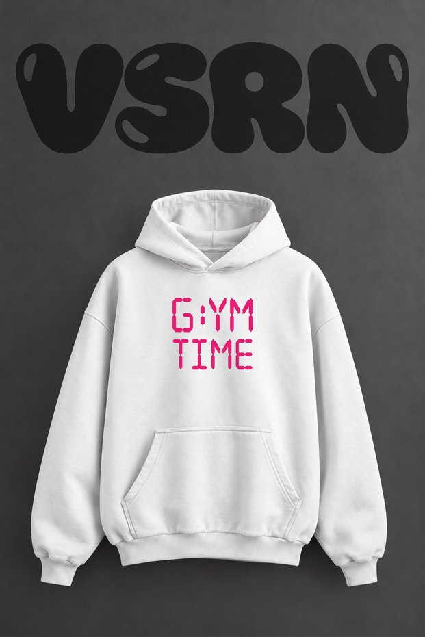 سويت شيرت أبيض كبير الحجم بطباعة أمامية من Gym Time Design