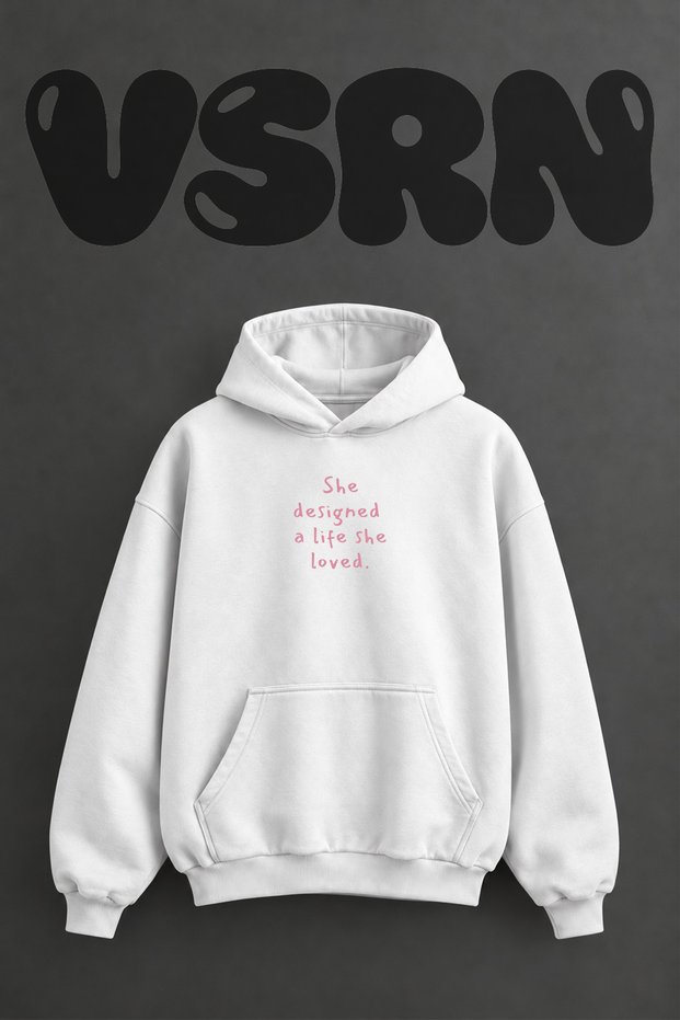 Life Design Design Pre-Printed Oversize White Hooded Sweatshirt