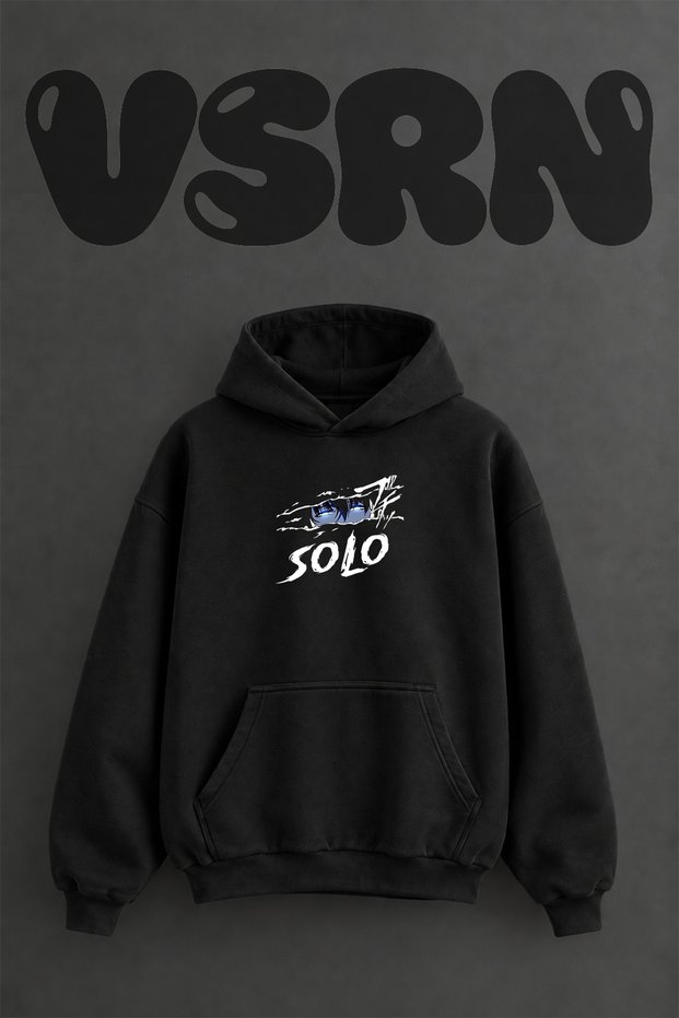 Solo Leveling Design Pre-Printed Oversize Black Hooded Sweatshirt