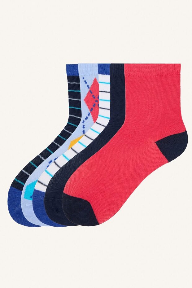 5-Piece Patterned Cotton Long Socks for Boys I6836A8Ns