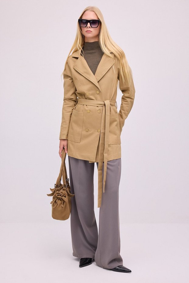 Double-Breasted Collar Trench Coat