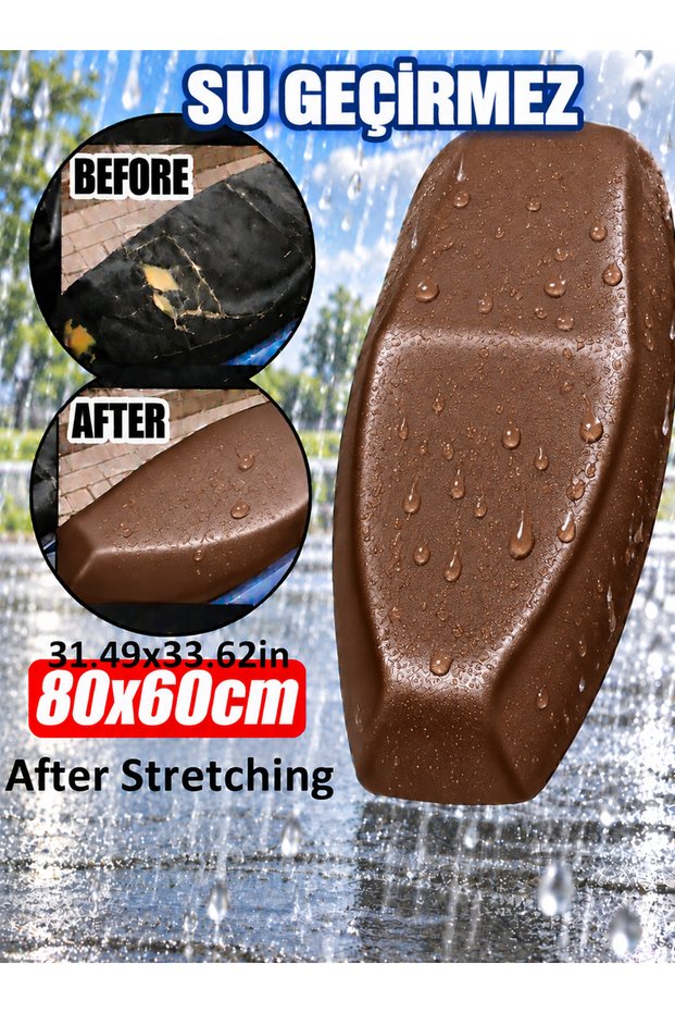 Motorcycle Saddle Cover, Dark Brown, Waterproof, Flexible, Leather Look, Scooter and Motorcycle Saddle Protector